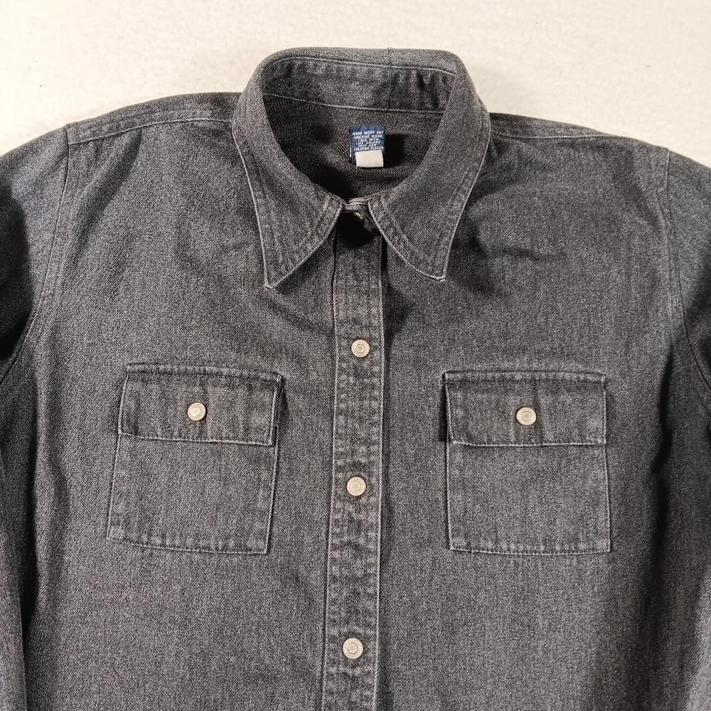 Vintage Gap Shirt Womens XL Black Denim Snap Button Western Cowgirl Y2K - Picture 4 of 11